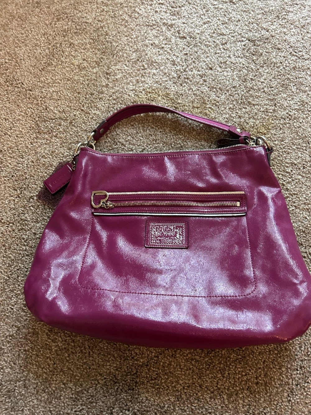 Coach Vintage Poppy Daisy Liquid Gloss Berry Shoulder Bag Crossbody Option
